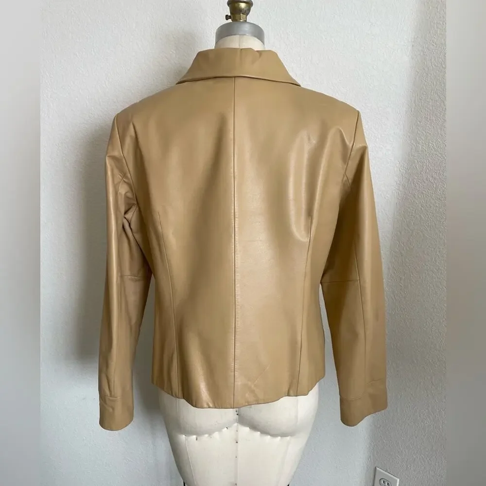 Preston & York - Vintage Cream Leather Jacket size L - Picture 3 of 5